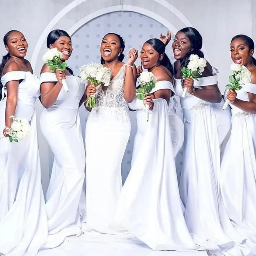 Latest chief bridesmaid dresses in Nigeria - White chief bridesmaid dresses