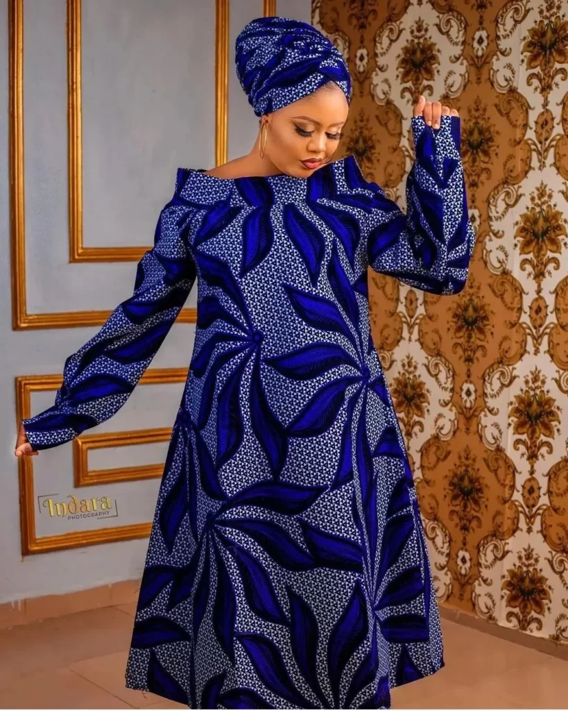 Free Off Shoulder Ankara Gown With Very Long Sleeves