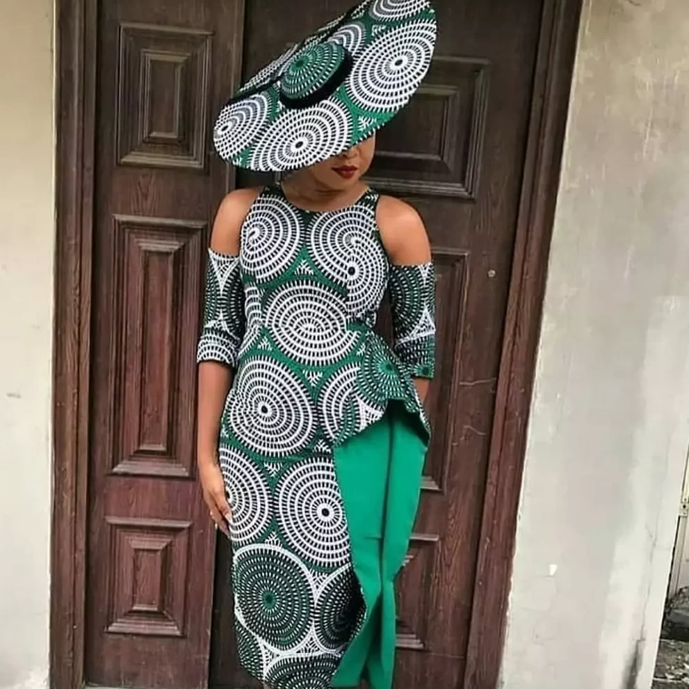 Straight Ankara Gown With Cold Shoulder