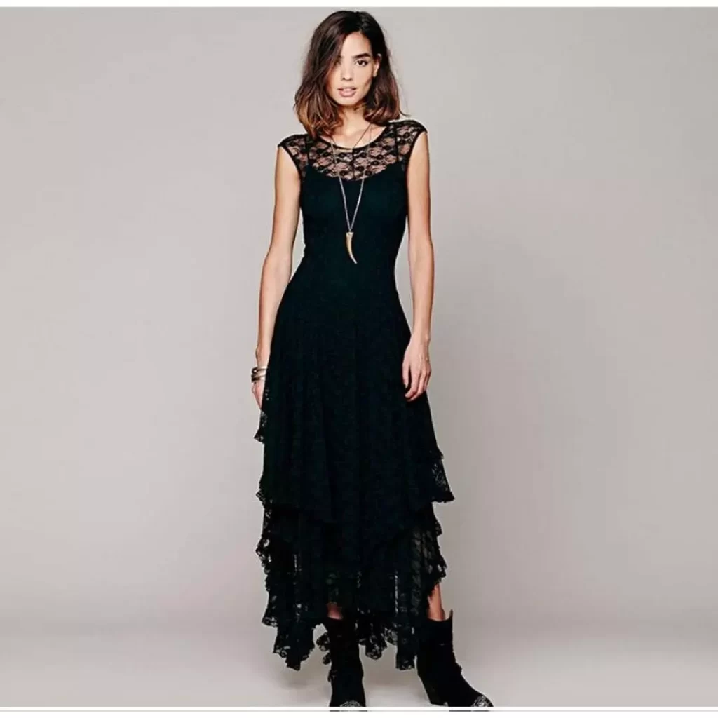 Lace Maxi Dress With Layers