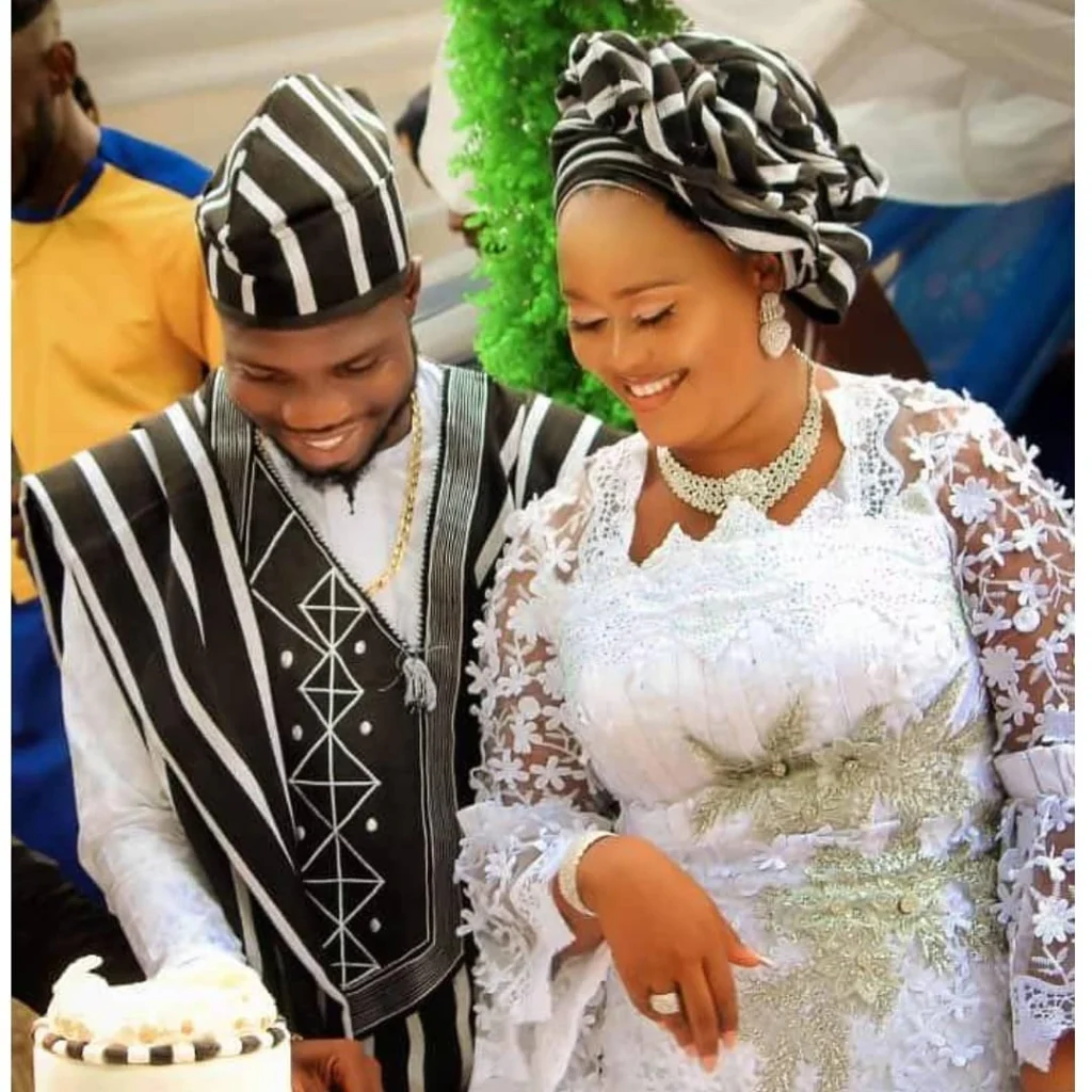 Traditional Tiv marriage attire for groom and bribe