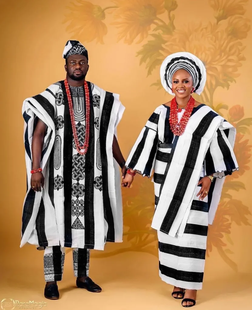 White and black asooke for yoruba Traditional wedding