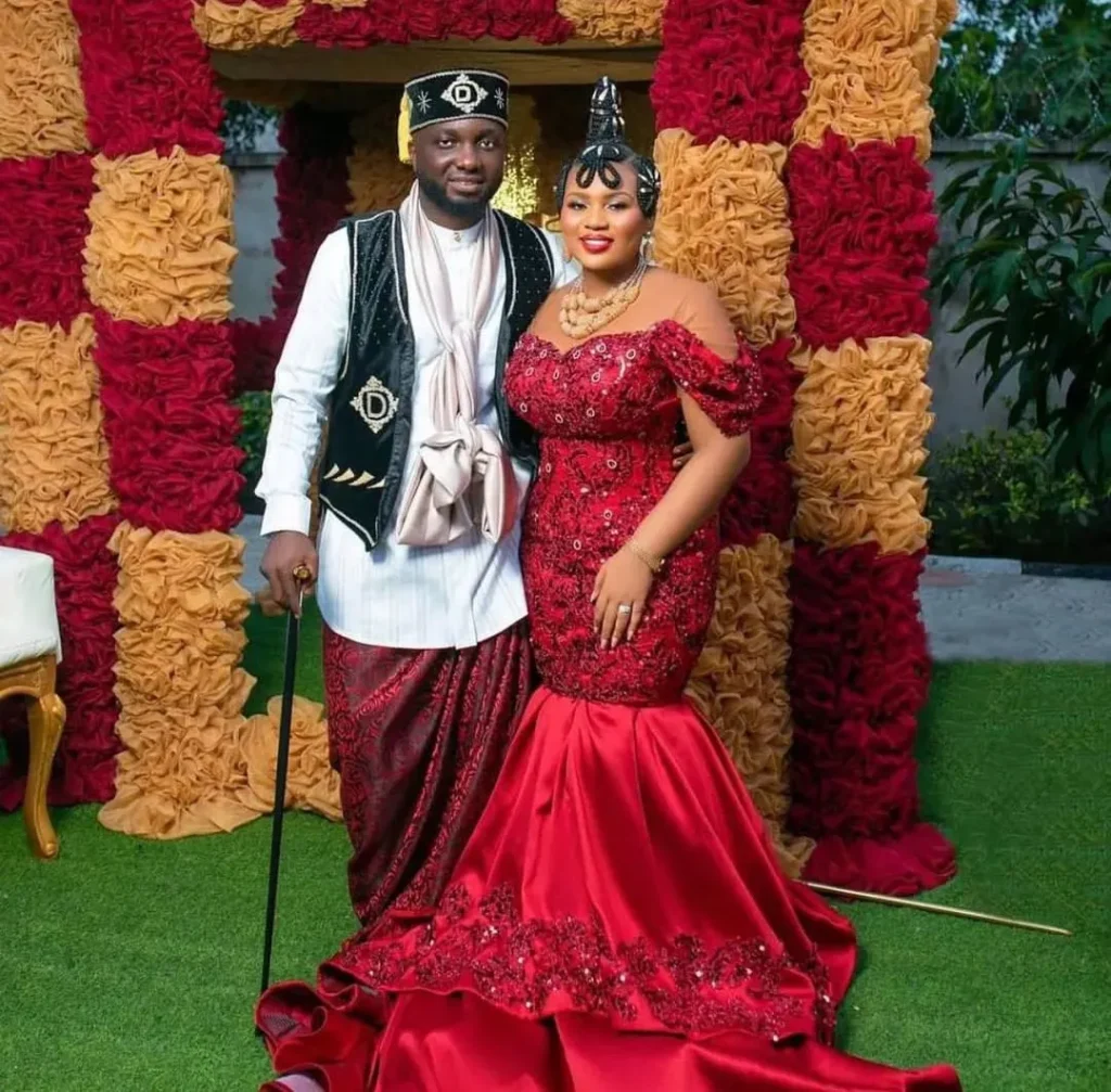 Beautiful red Efik Traditional Onyonyo Wedding Dress