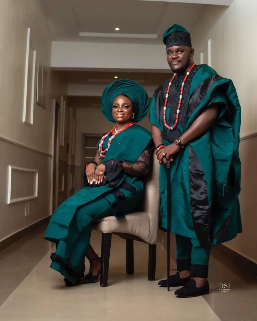 Yoruba traditional wedding attire for bride and on sale groom