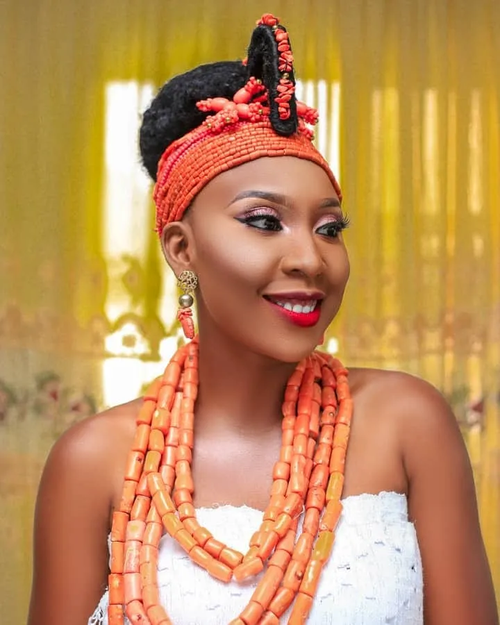 Delta-Igbo Bride In Beautiful Red Traditional Wedding Attire With Coral Beads