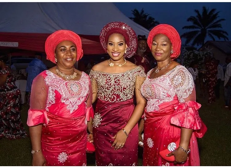 Ibibio Traditional Marriage Attire for bride, bride's mother, and groom's mother