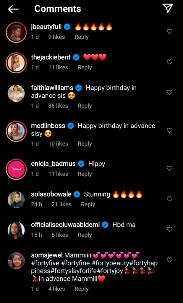 Comments from Funke Akindele 45th birthday 