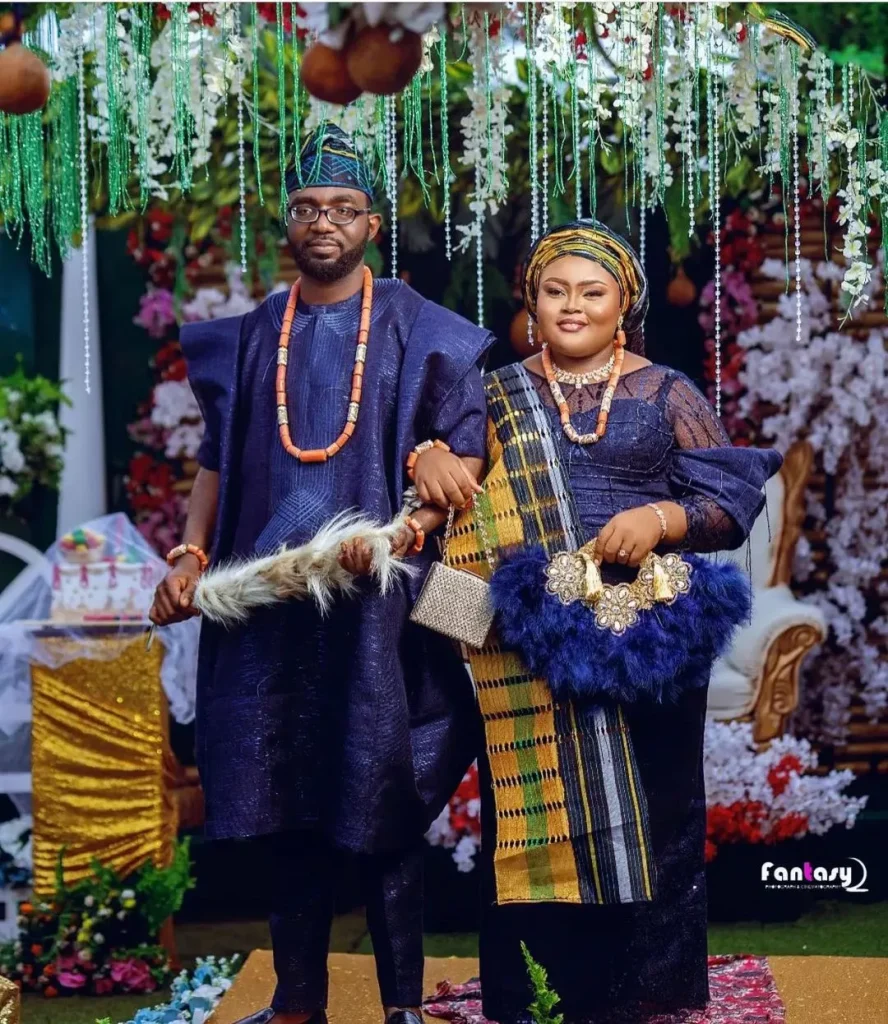 Couple in igala traditional wedding attire