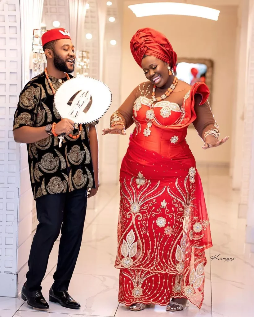 Celebrities in traditional igbo wedding attire