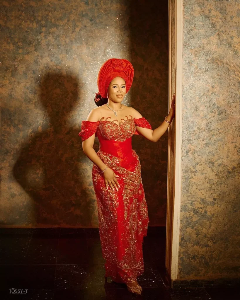 Red traditional marriage attire for bride