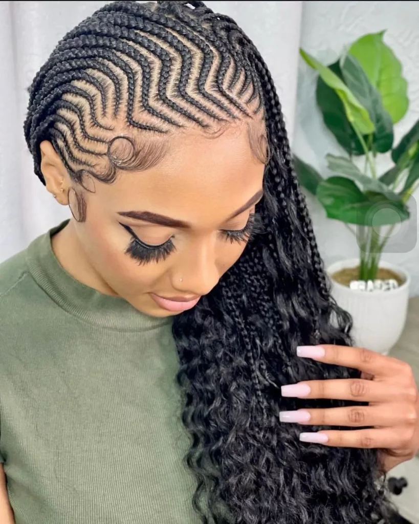 Tribal braids with heart curls