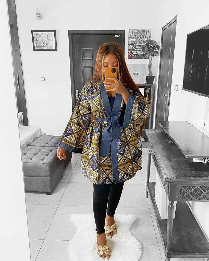 Ankara kimono jacket with skirt