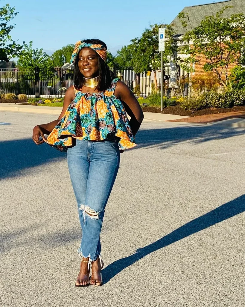 best Ankara crop tops and jeans styles