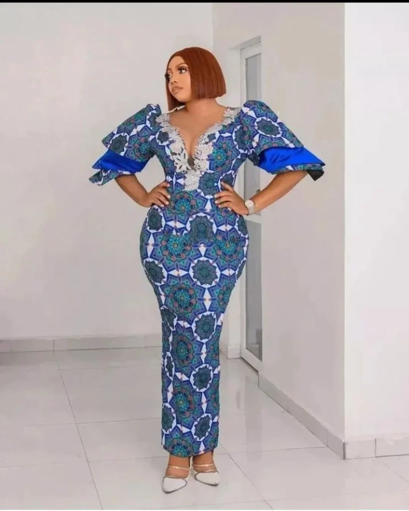 
Ankara Corset Dress With Net and Ruffles 