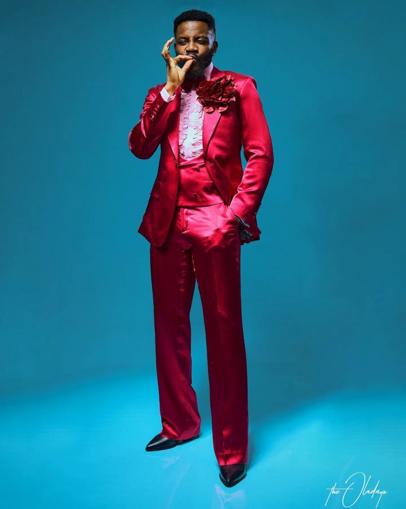Ebuka stepped out in a pink suit from top designer, Mai Atafo