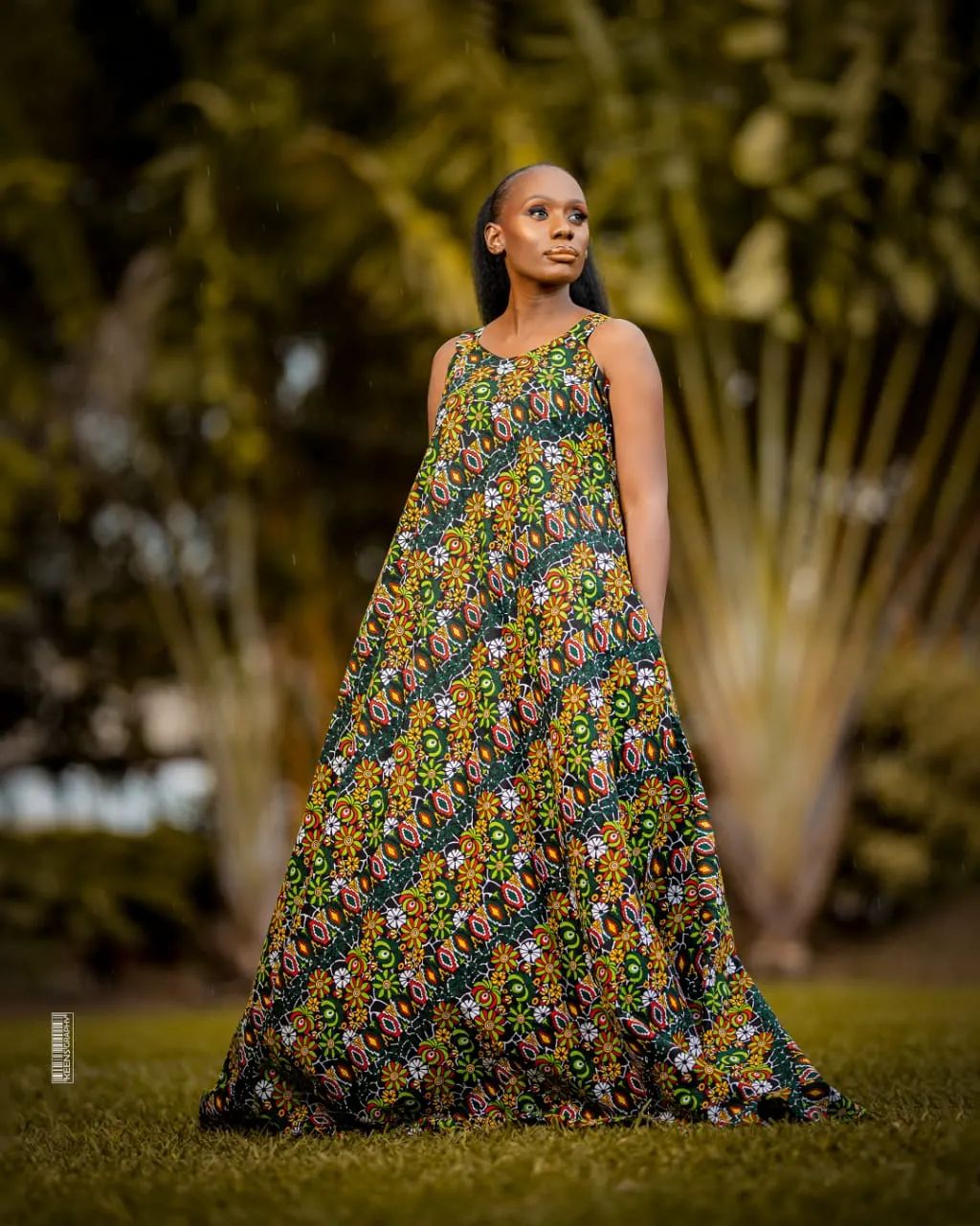 Ankara Maxi Gown with Fringe