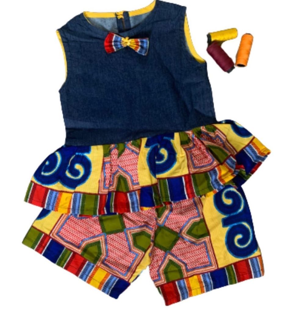 ankara top with jean skirts