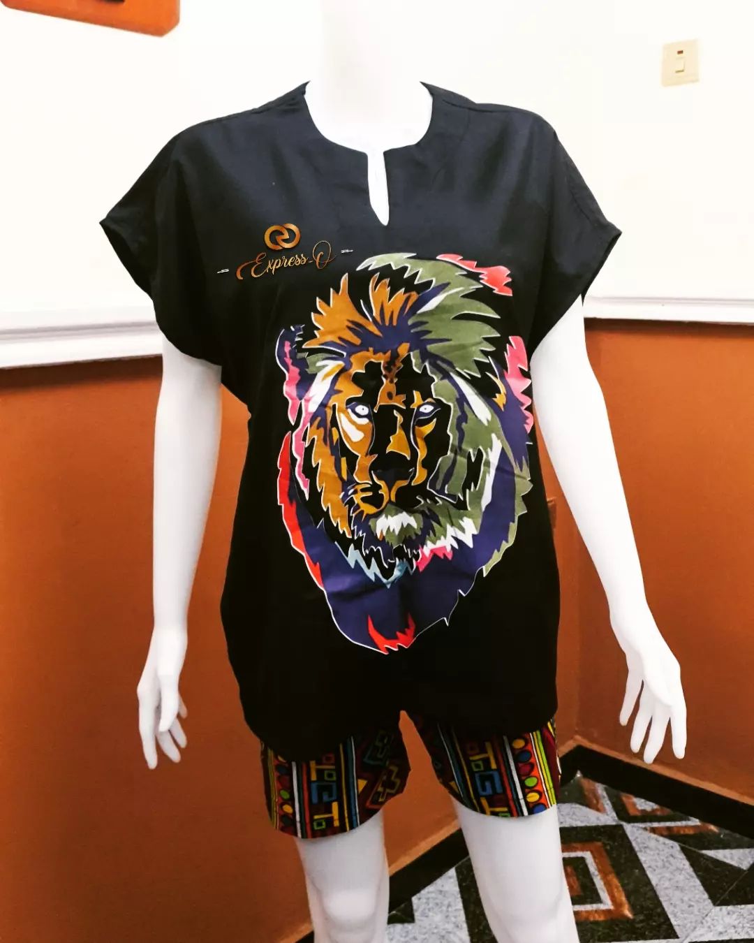 Safari Mara Shorts - Blue / Mustard Ankara Print