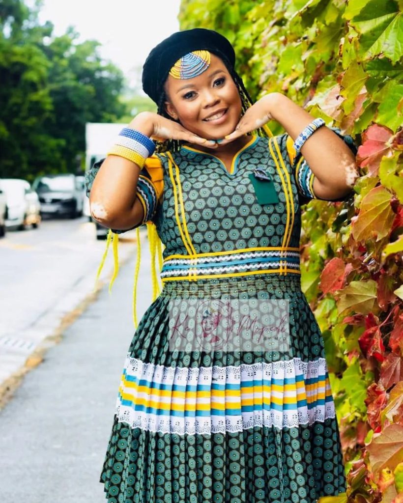 Green Sepedi traditional dresses