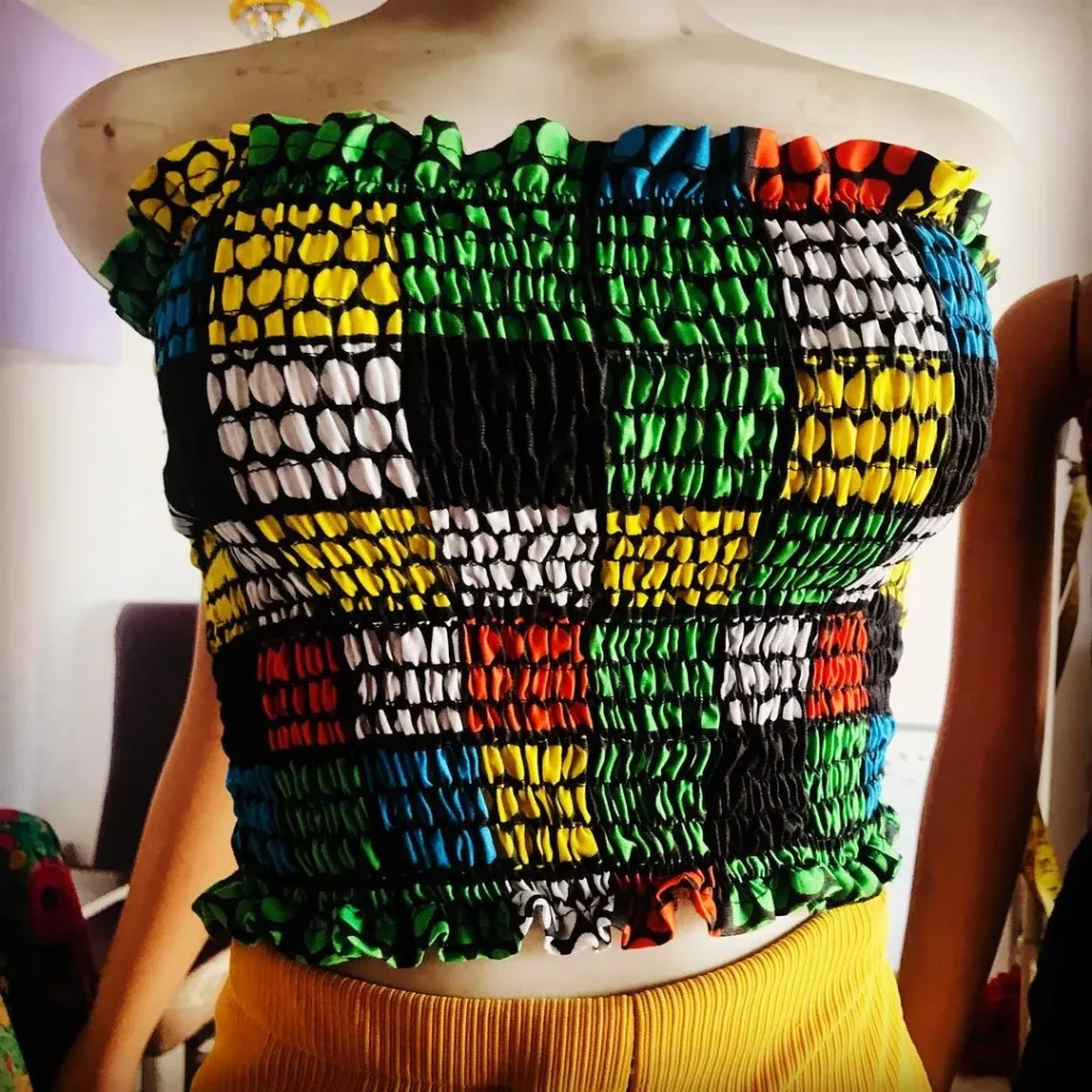 Ankara smocked Strapless Top