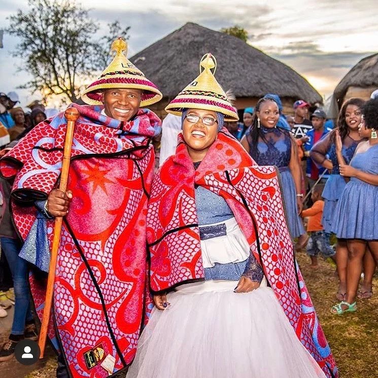 Sotho Couple In Traditional Wedding Clothes