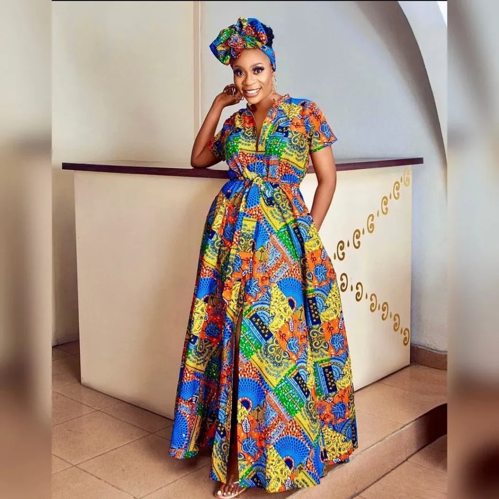 ankara maxi gown selection 