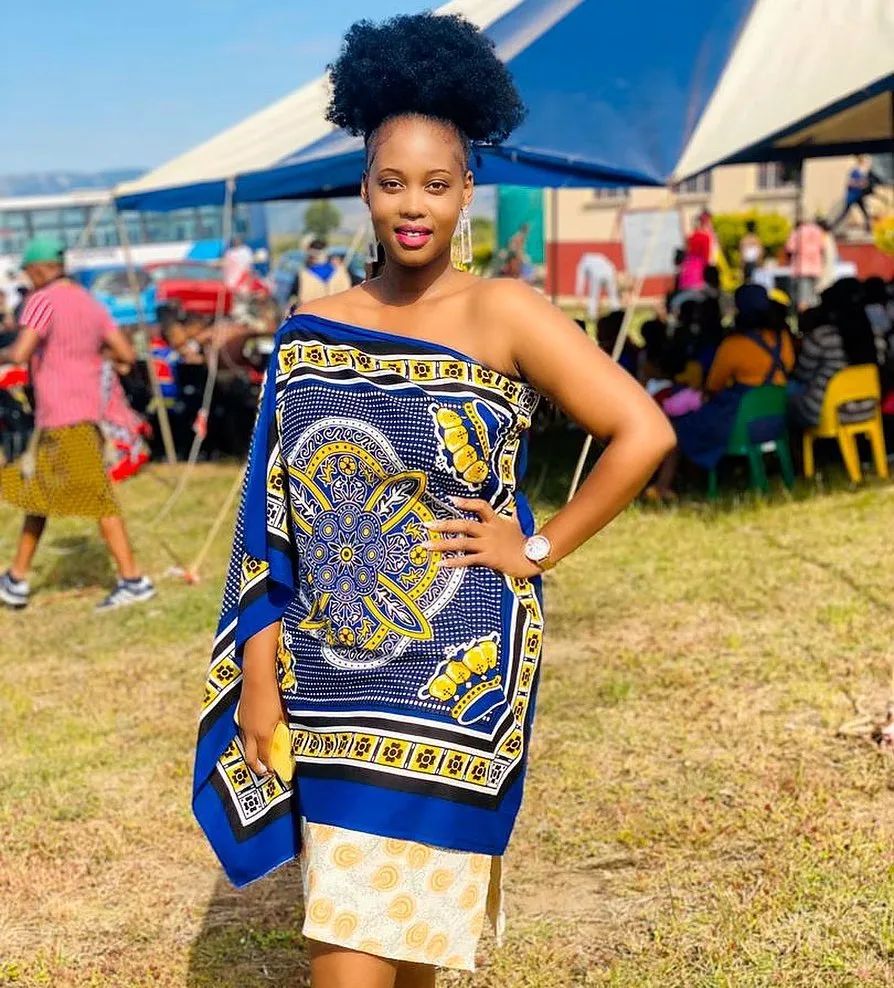 Modern Traditonal Royal Blue Swazi Dress