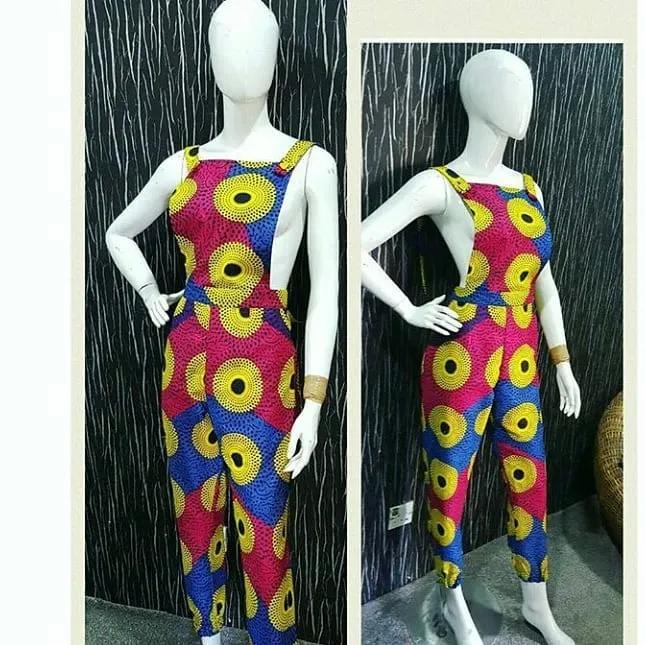
Colorful Ankara In Dungarees Style
