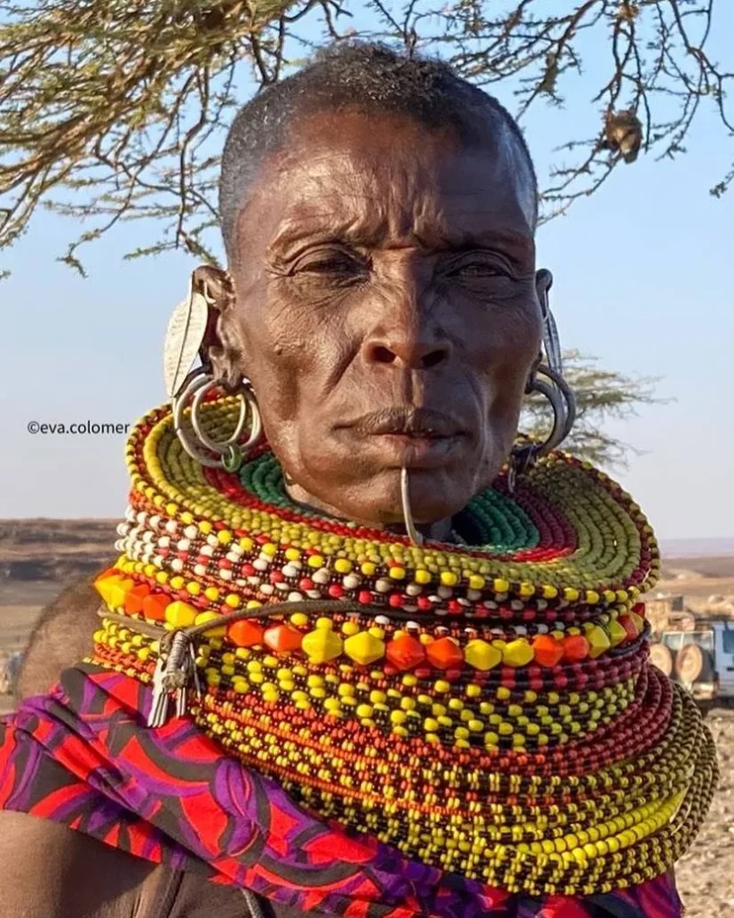Old Turkana woman in Lake Turkana, Northern Kenya 
