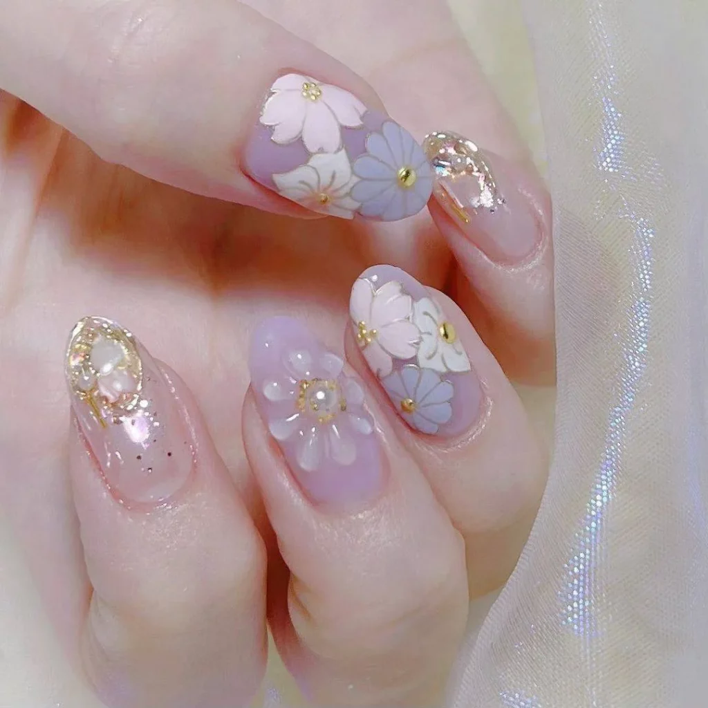 gel nail polish floral design