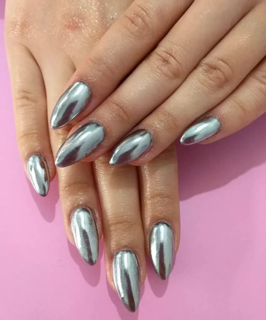 Metallic Silver Nails
