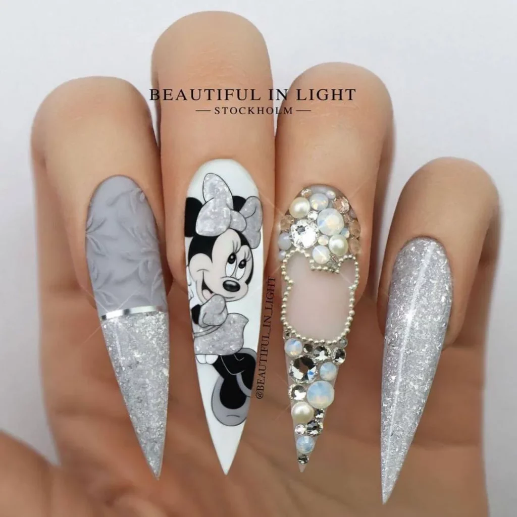 Mickey Mouse Silver Nail Designs
