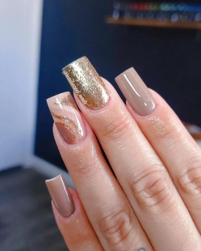 ombre nail design with glitter