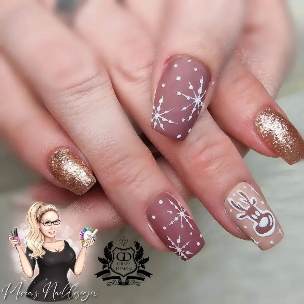 snowflake taupe nail designs