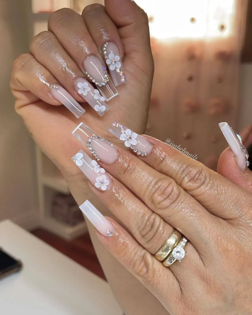 ombre nail art with marble effect