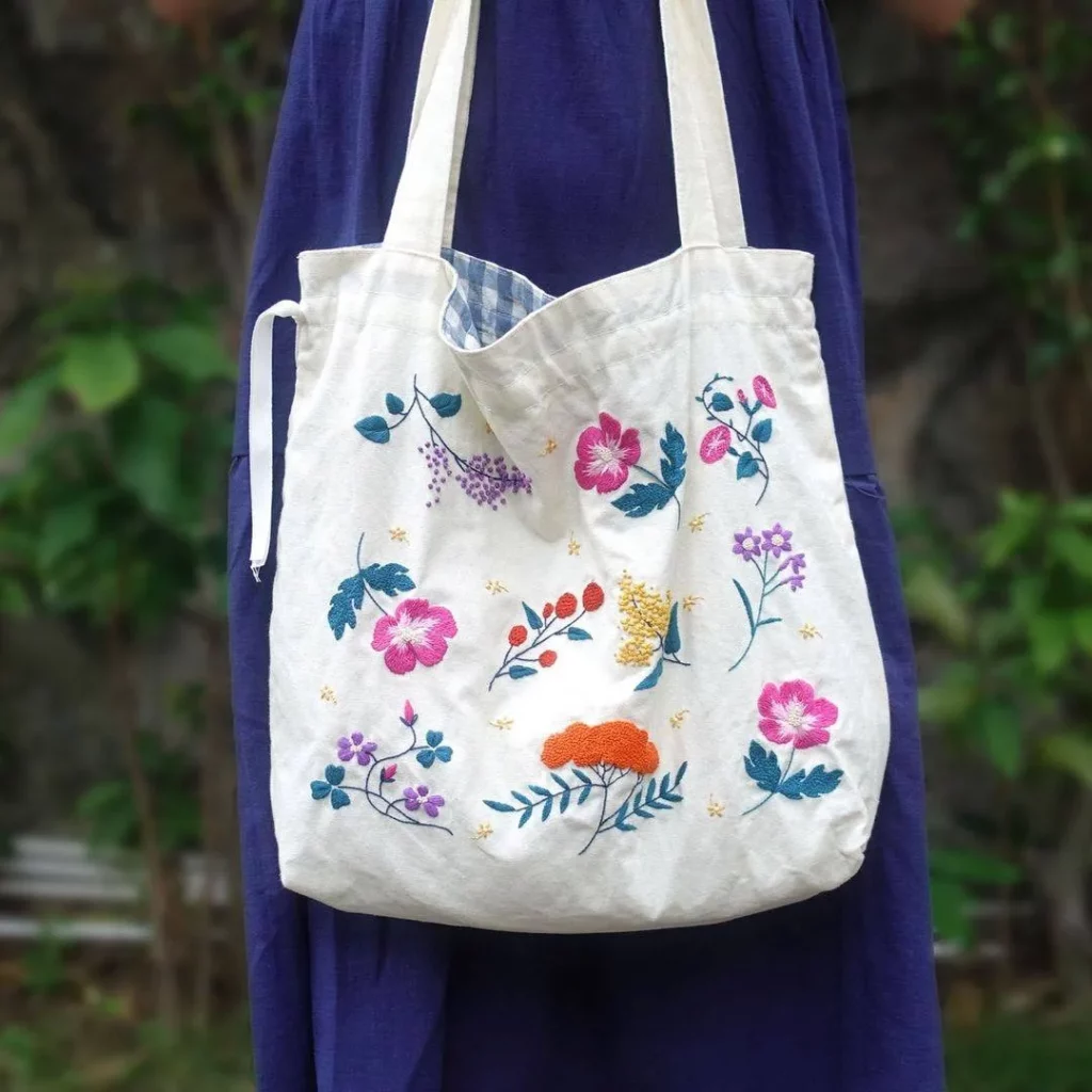 Embroidered tote bag designs