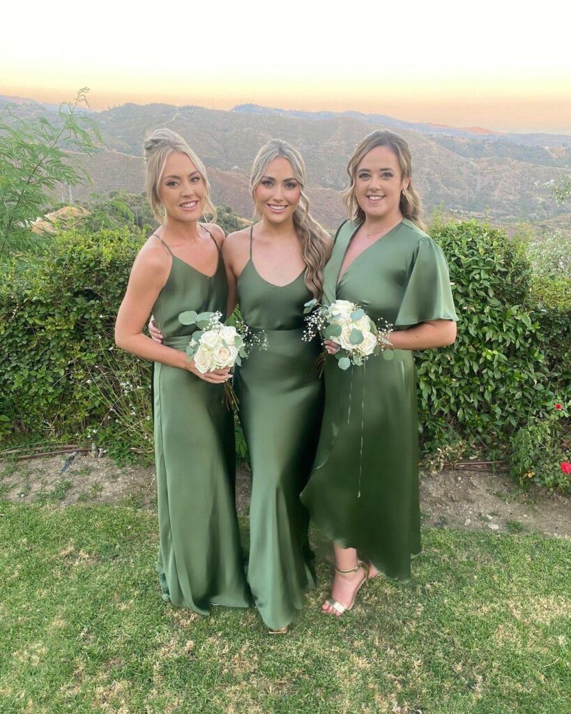 green satin dress for women