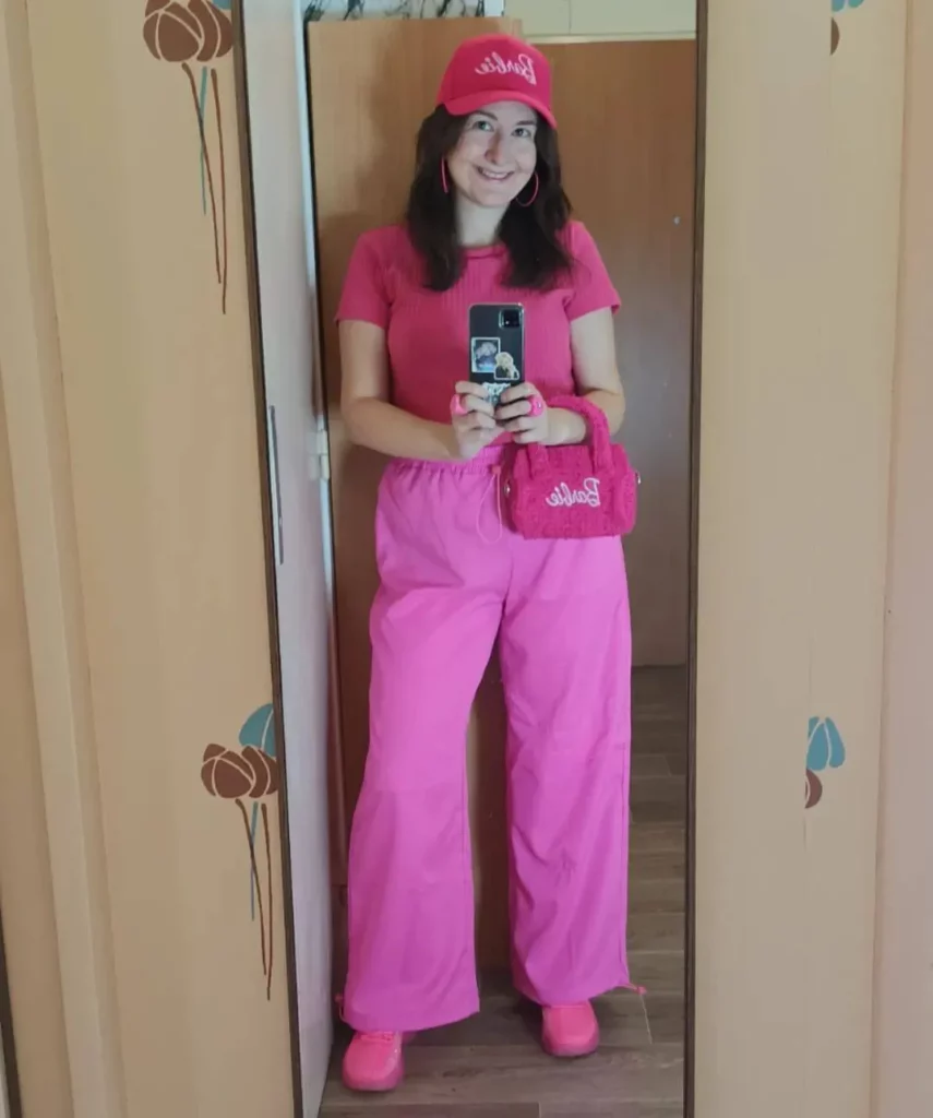 Pink plus-size pants