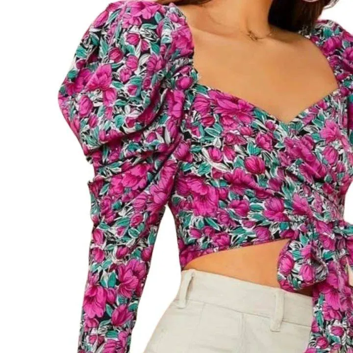 Pink floral tops for women