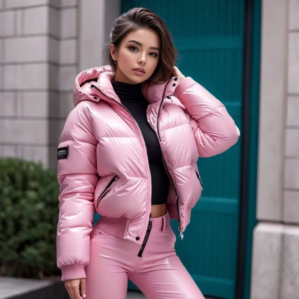 Pink puffed jacket